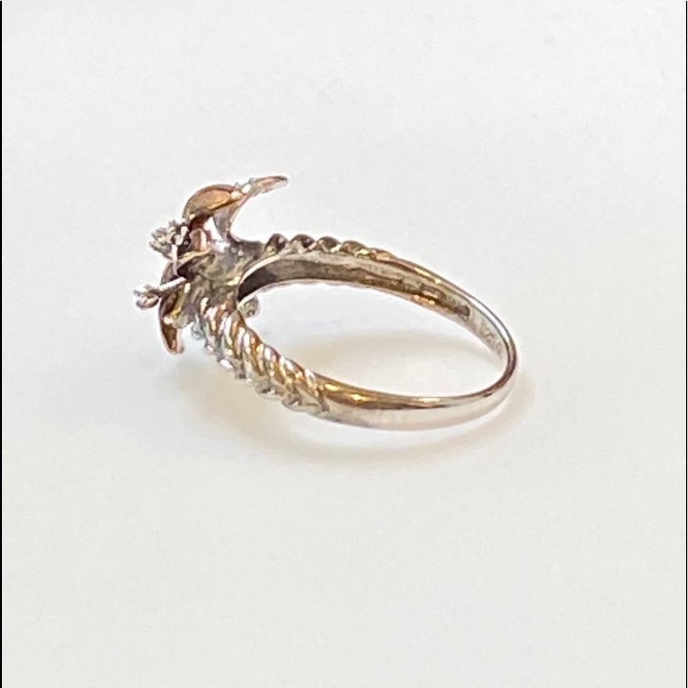 Beautiful Lilly Flower Diamond Sterling Ring! - Picture 12 of 13
